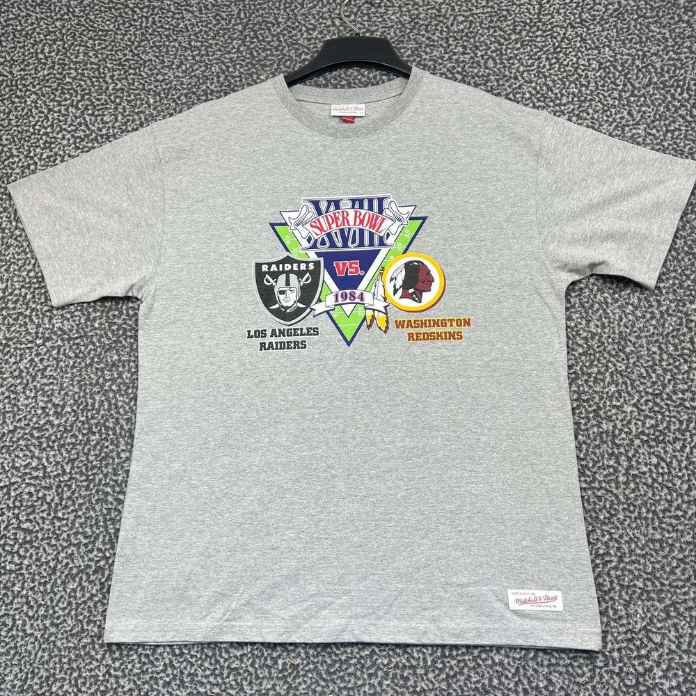 Super Bowl XVIII Raiders vs Redskins Shirt Men XL Mitchell & Ness Cotton New